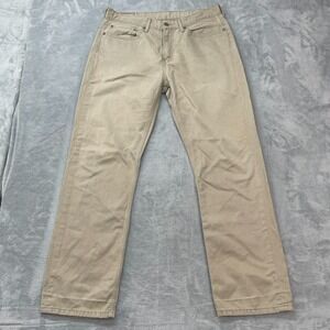 Levi's 514 Jeans Men 35x32 Beige Denim Stretch Streetwear White Tab Straight Leg